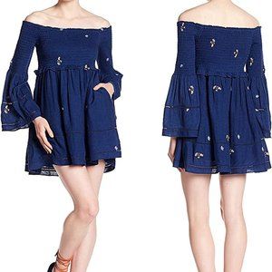 Counting Daisies Embroidered Off-The-Shoulder Dress, Size Medium